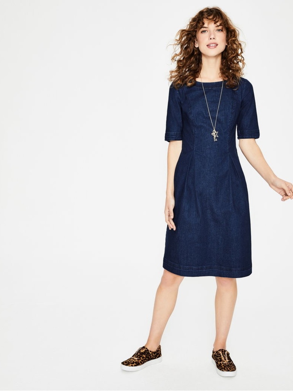 Boden Alice Midi Sheath Denim Dress
